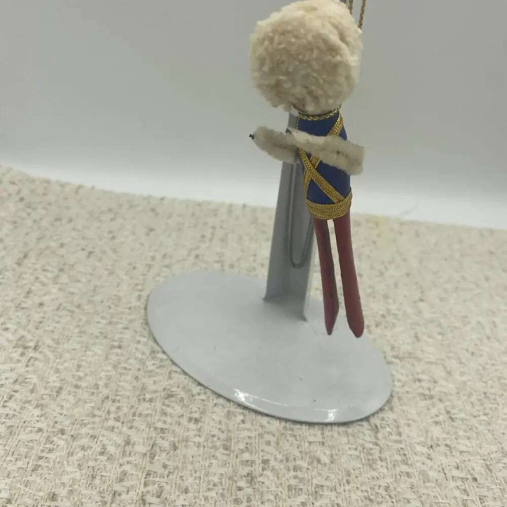 Vintage Clothes pin Nutcracker Christmas Ornament Red Blue White Gold